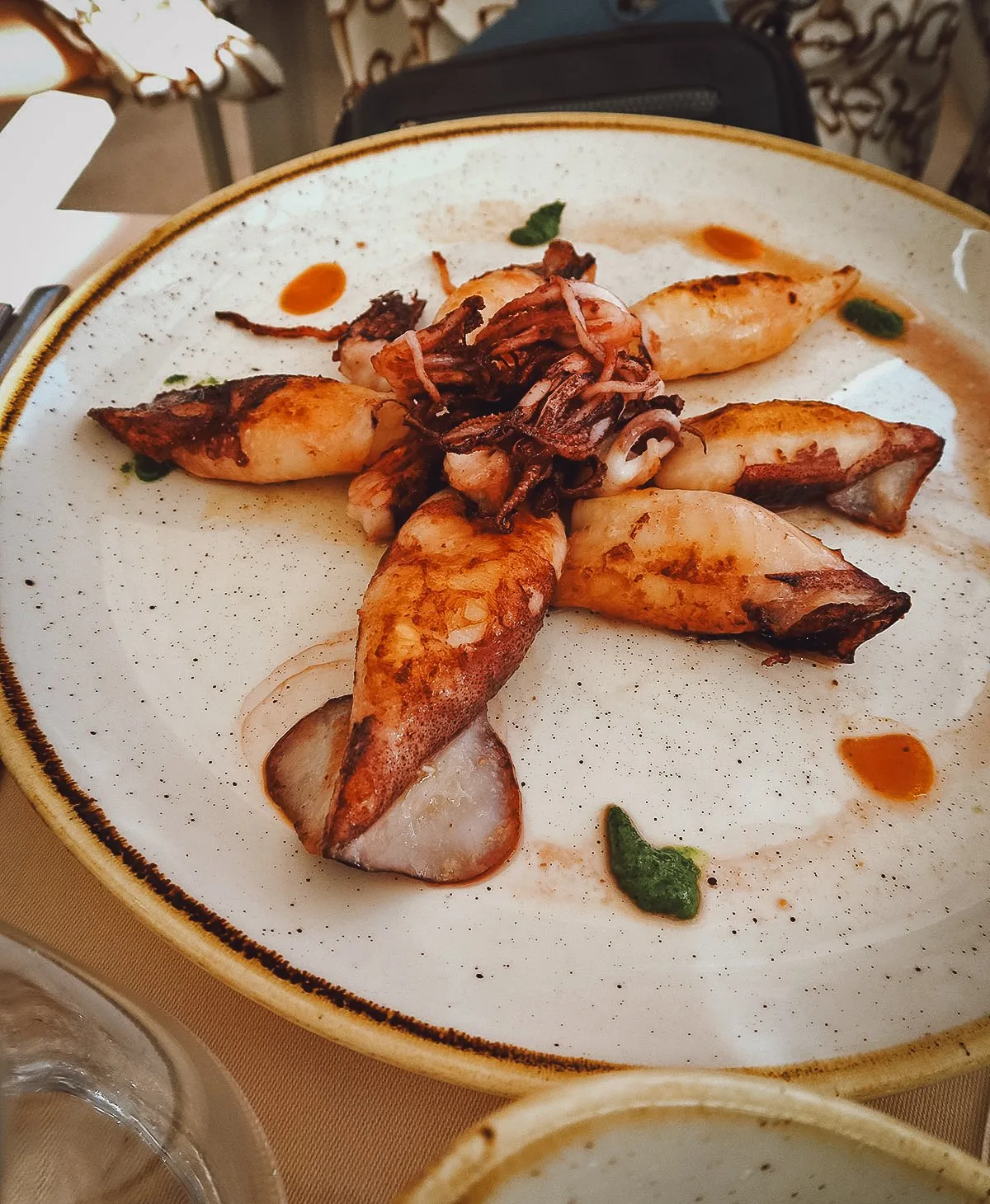 Grilled Ardiatic squid at a restaurant in Dubrovnik
