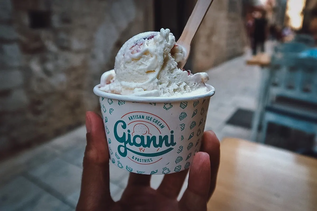 Gelato at an ice cream shop in Dubrovnik