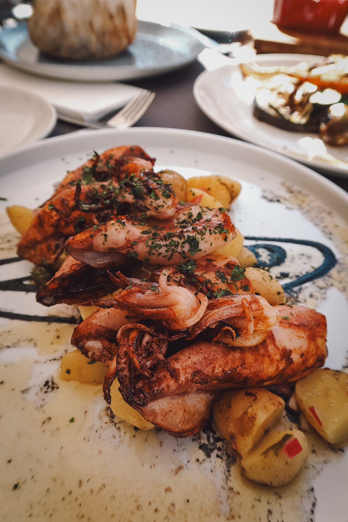Grilled Adriatic squid at a restaurant in Dubrovnik