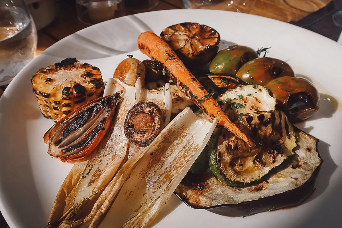 Grilled vegetables at a restaurant in Dubrovnik