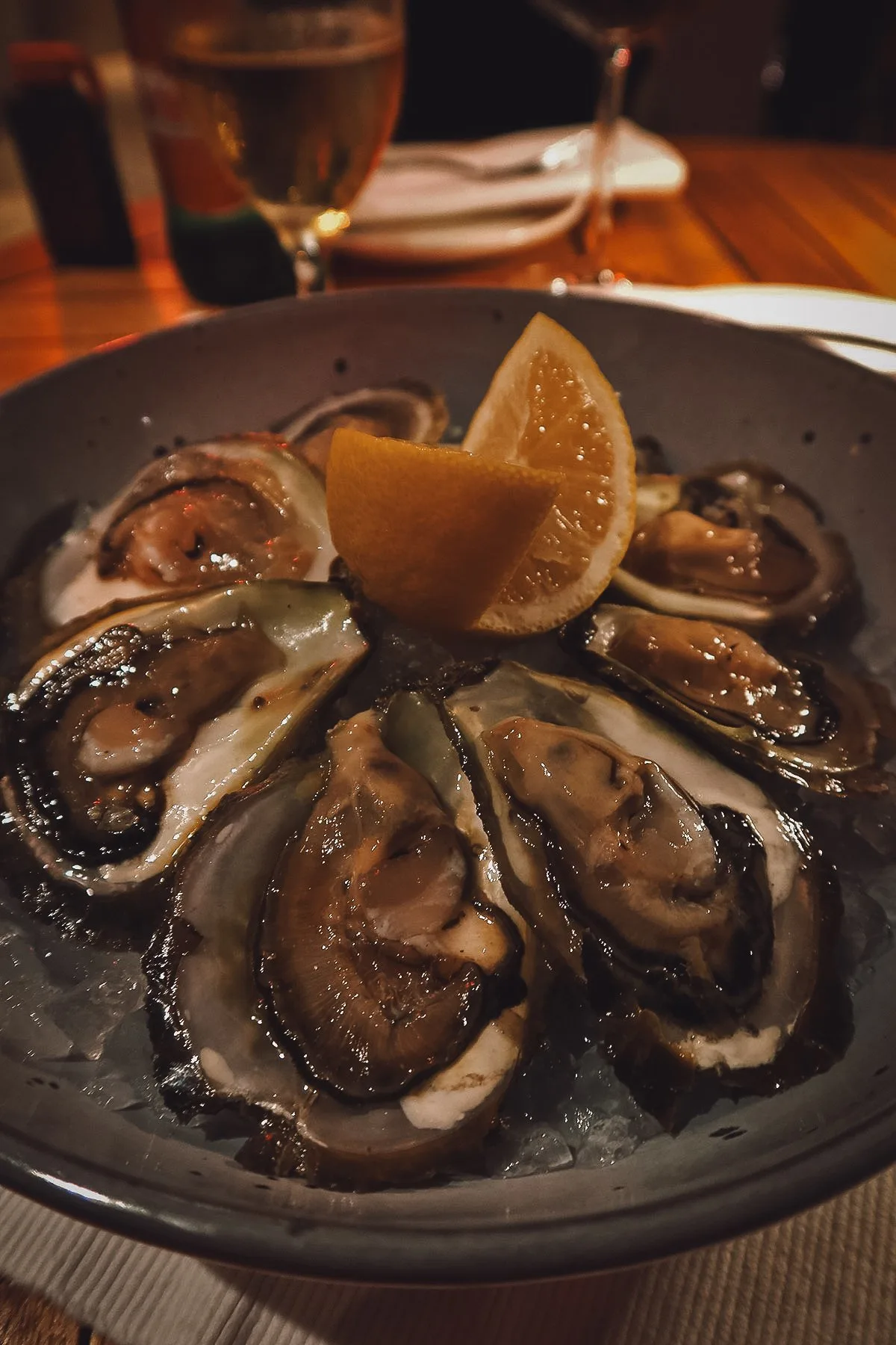 Mali Ston oysters at a restaurant in Dubrovnik