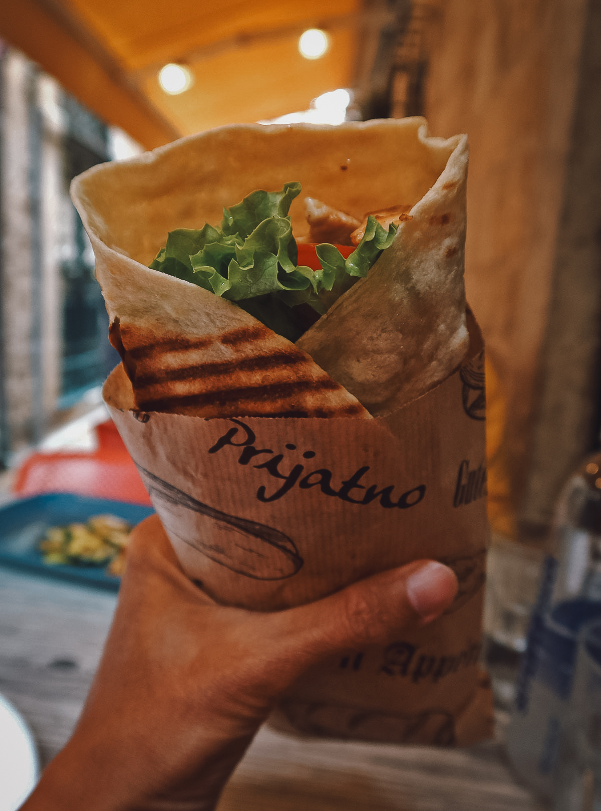 Chicken wrap at a restaurant in Dubrovnik