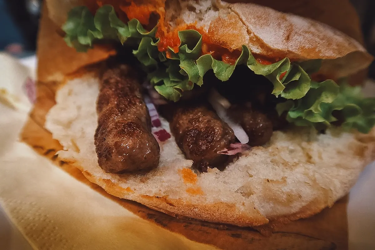 Close-up of the cevapi