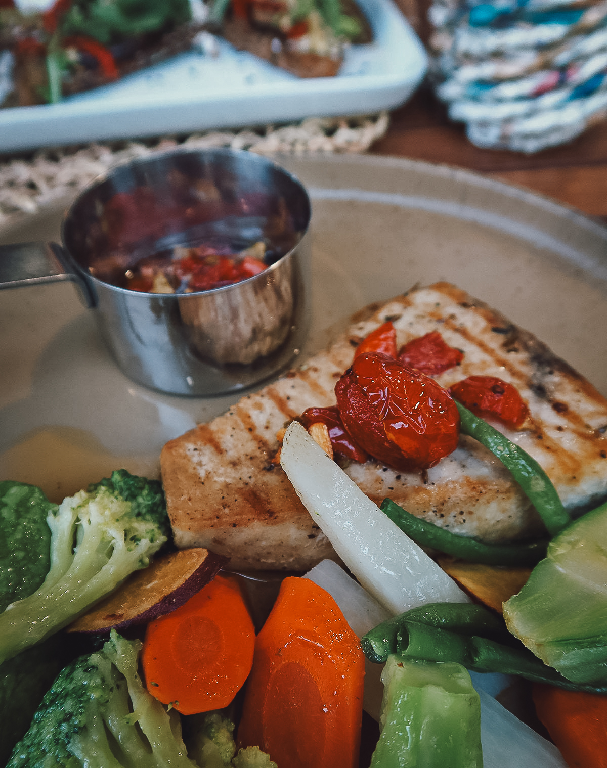 Grilled swordfish at a restaurant in Fez