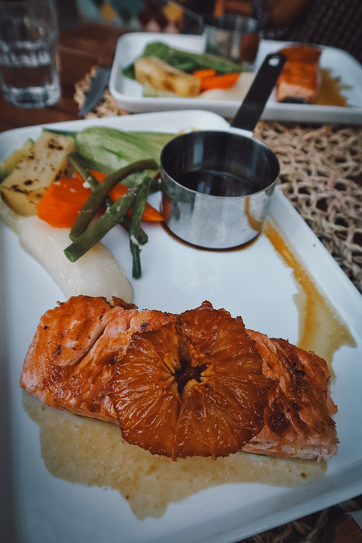Grilled salmon at a restaurant in Fez