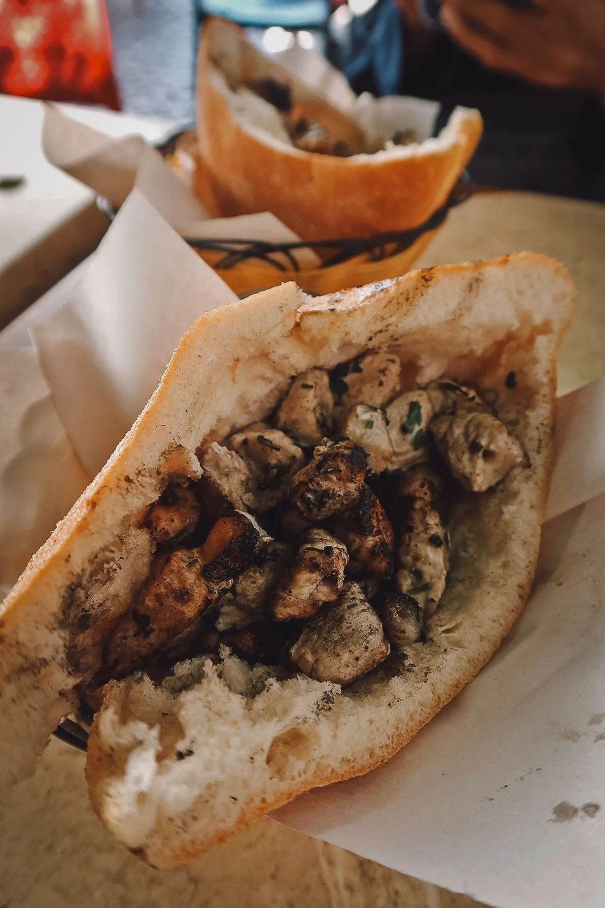 The Best Restaurants in Fez Turkey brochette sandwich at a restaurant in Fez