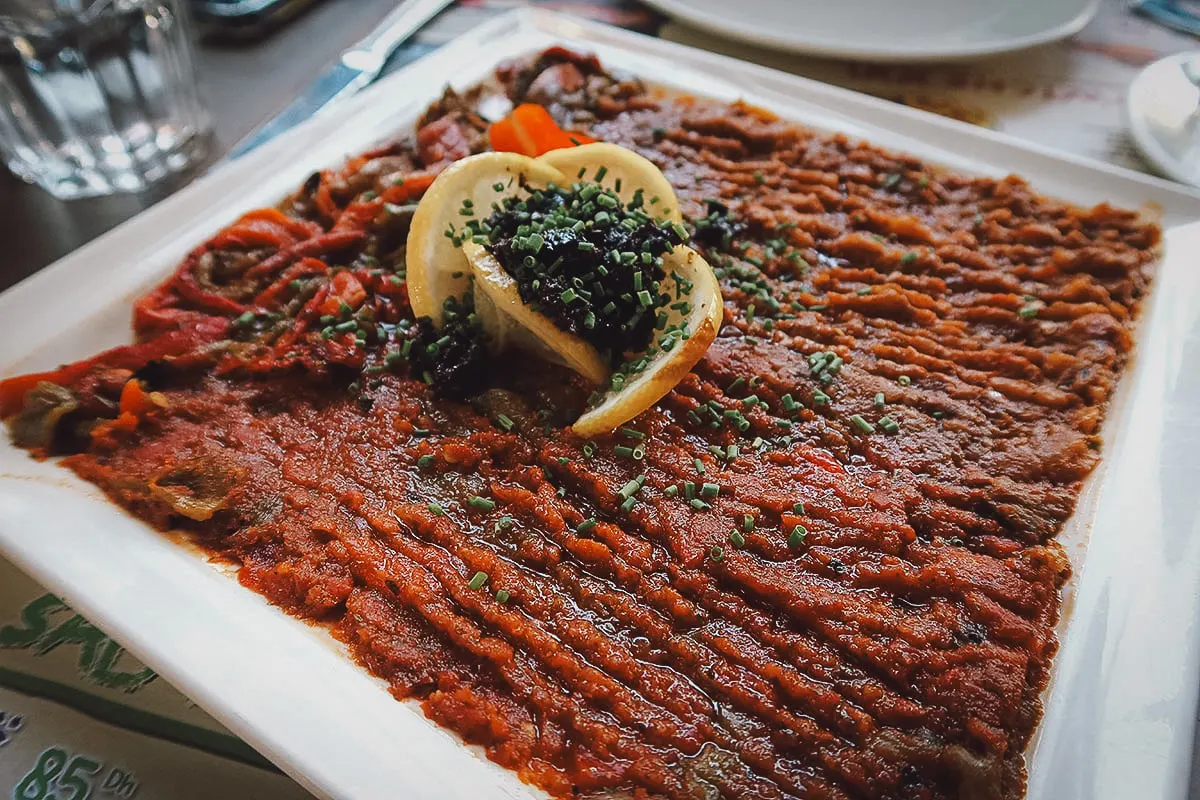 Moroccan cold appetizers at a restaurant in Fez