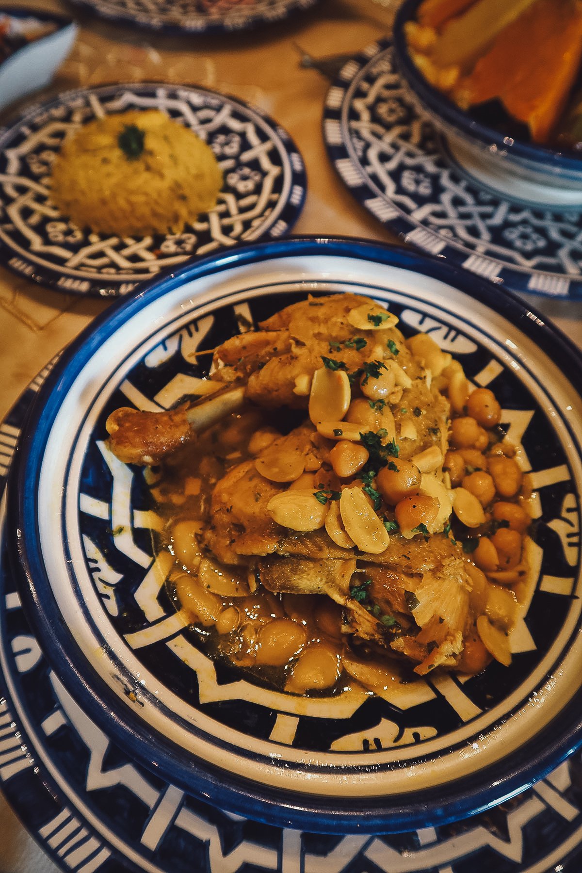 Chicken tagine at a restaurant in Fez