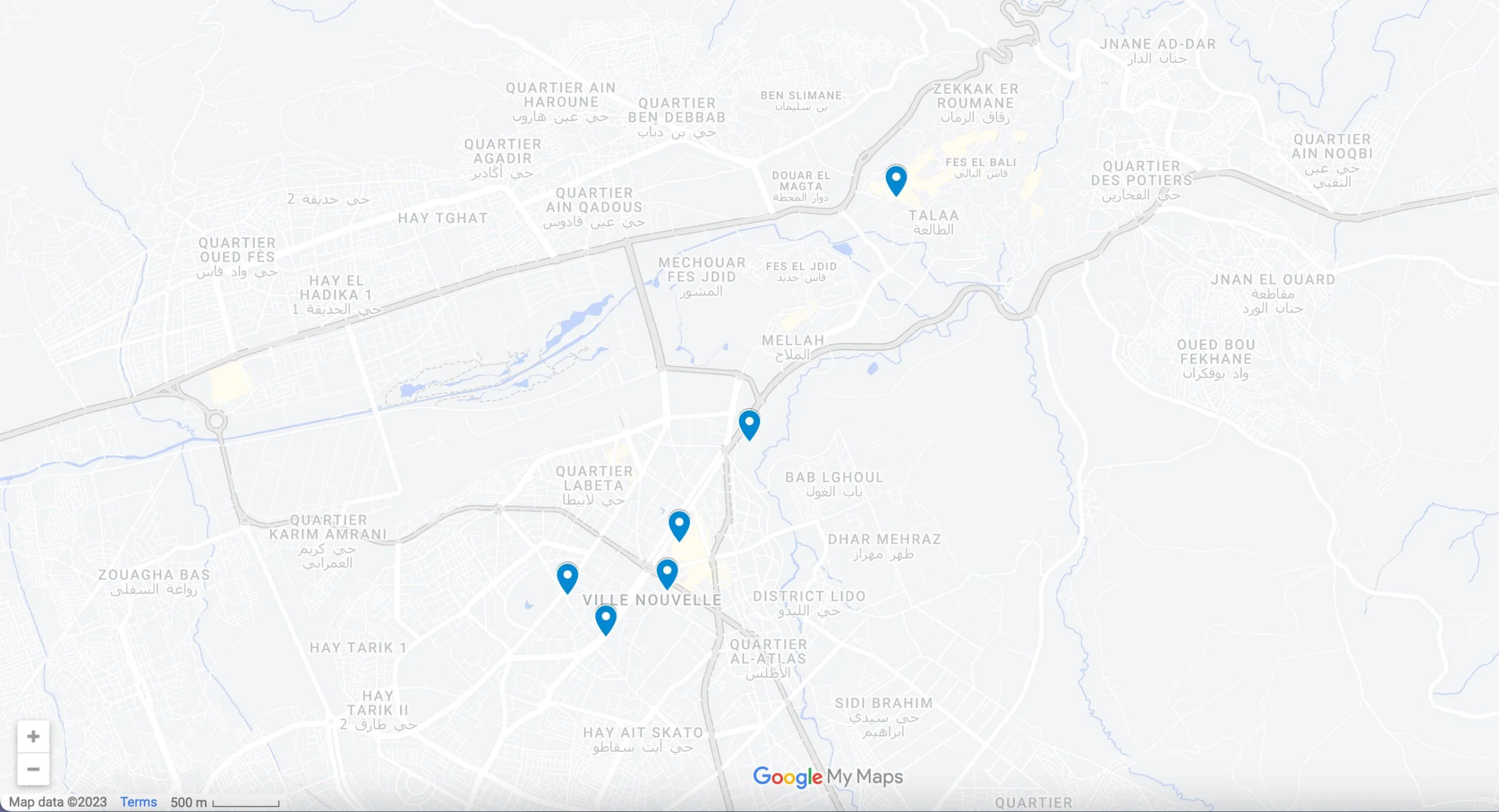 The Best Restaurants in Fez Map with pins