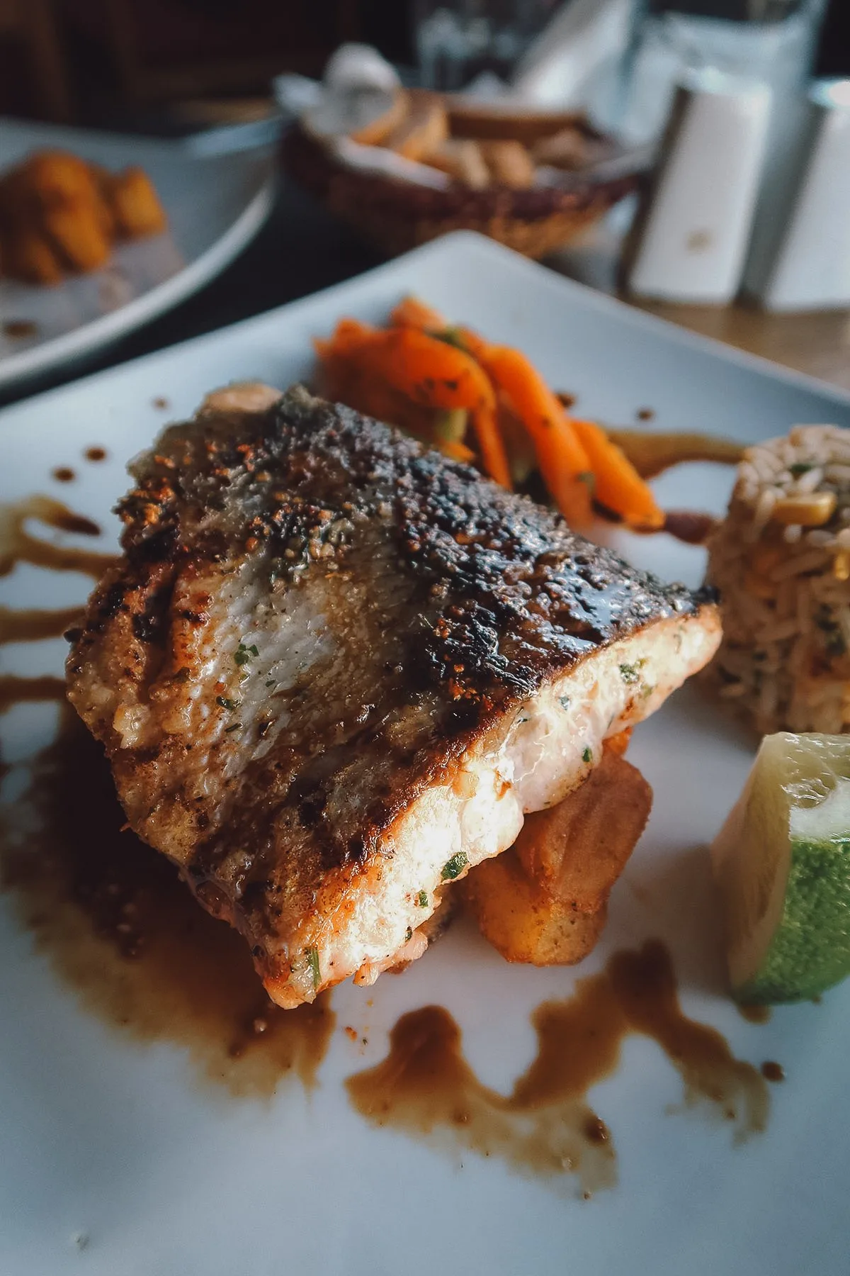 Grilled fish at a restaurant in Rabat