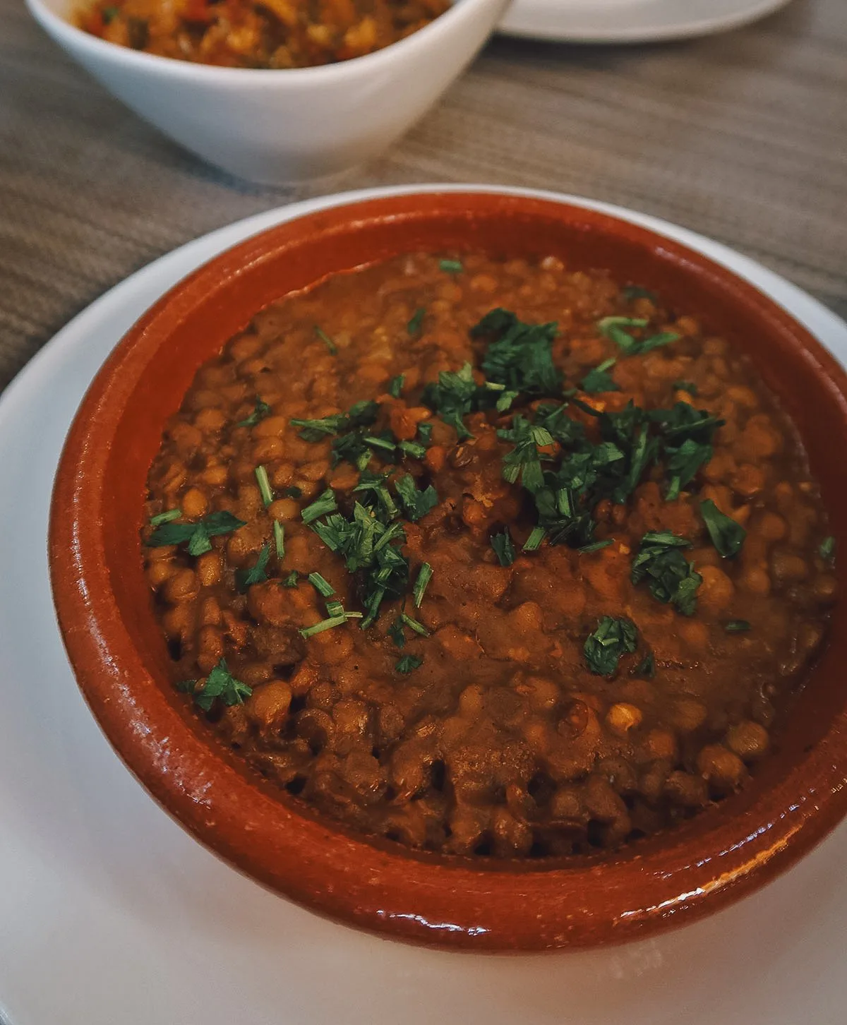 Moroccan stewed lentils at a restaurant in Rabat