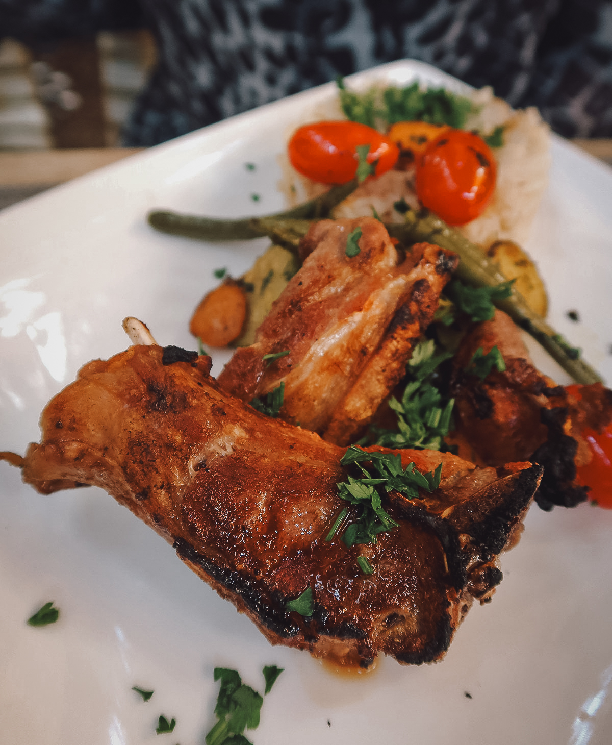 Lamb chops at a restaurant in Rabat