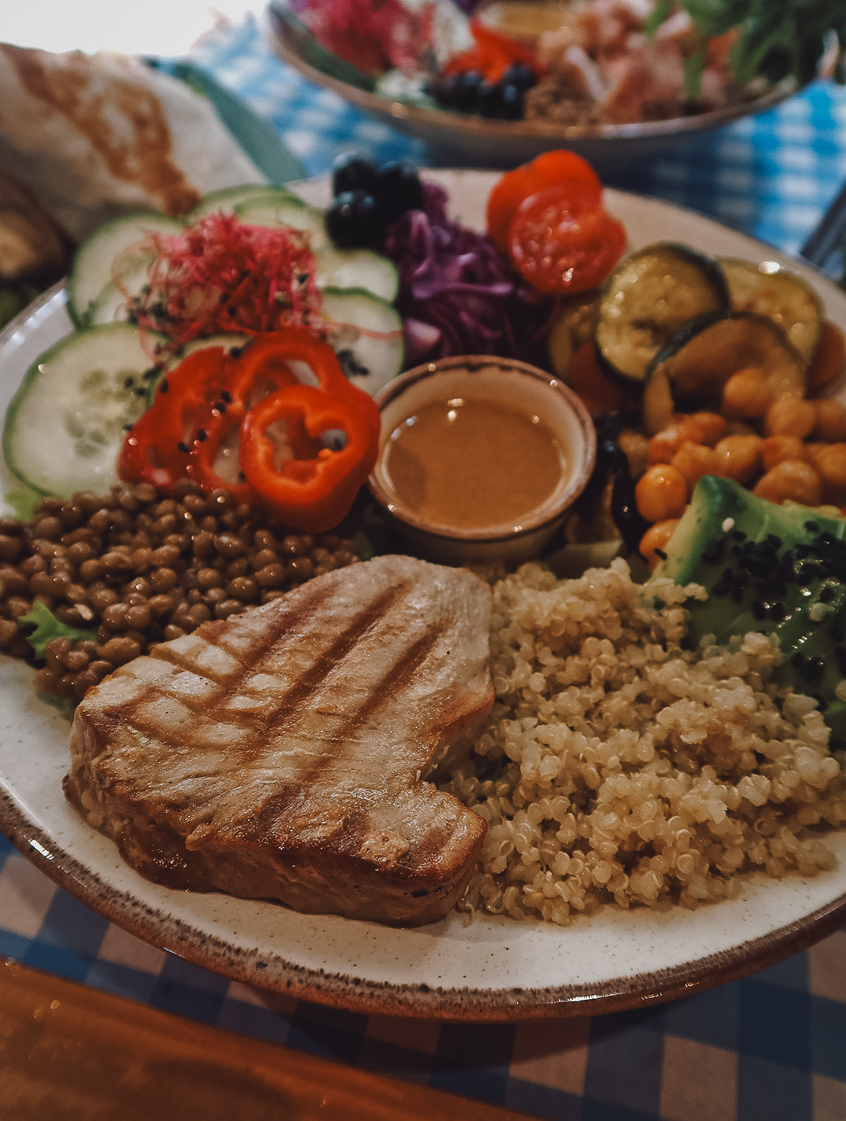 Tuna quinoa bowl at a restaurant in Split