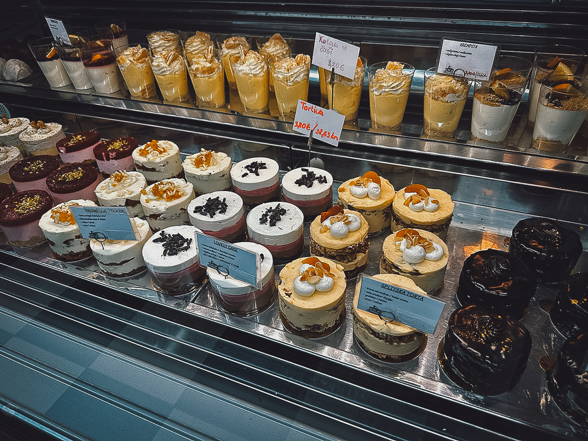 Cakes at Luka restaurant in Split