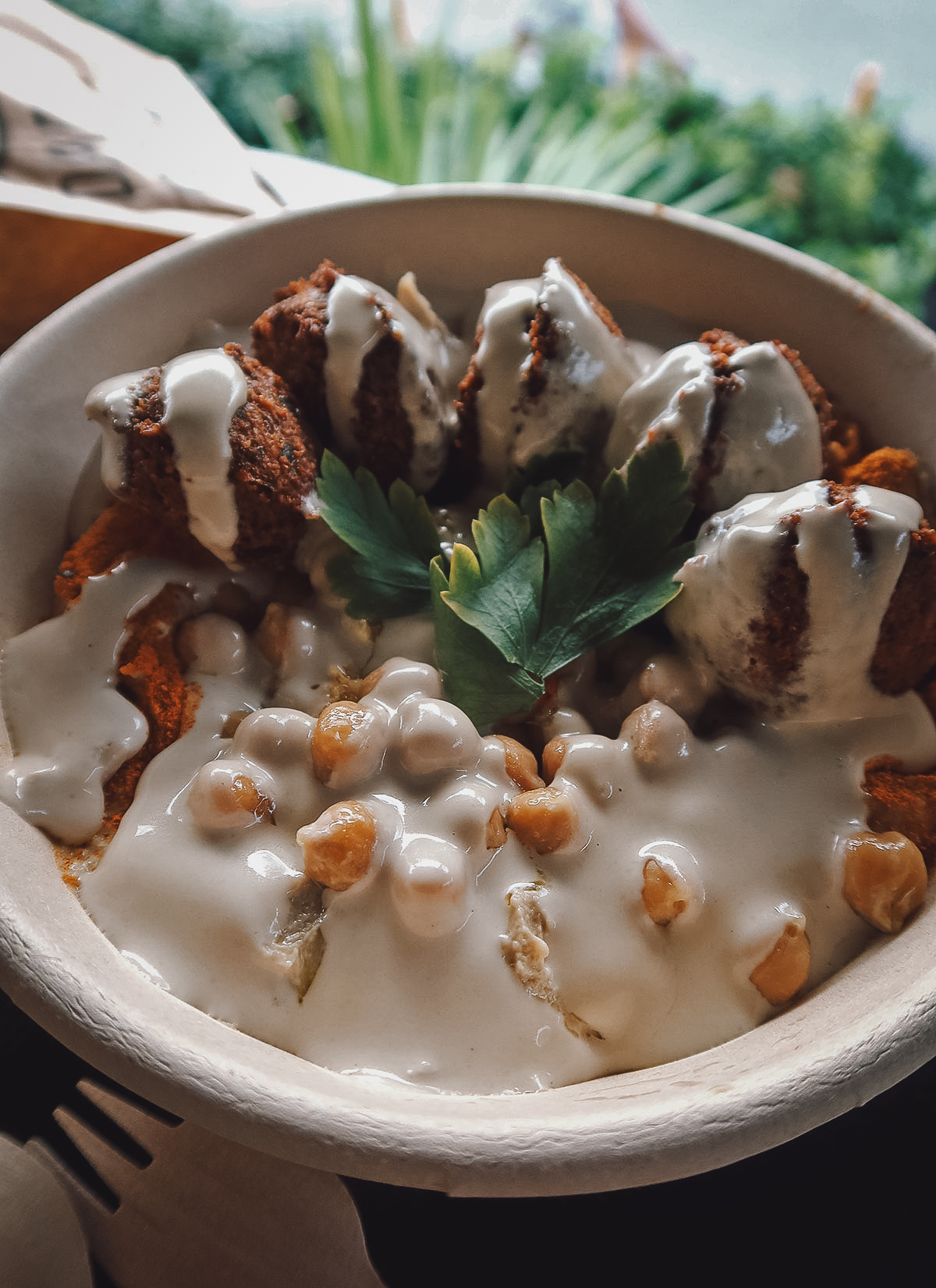 Falafel hummus bowl at a restaurant in Split