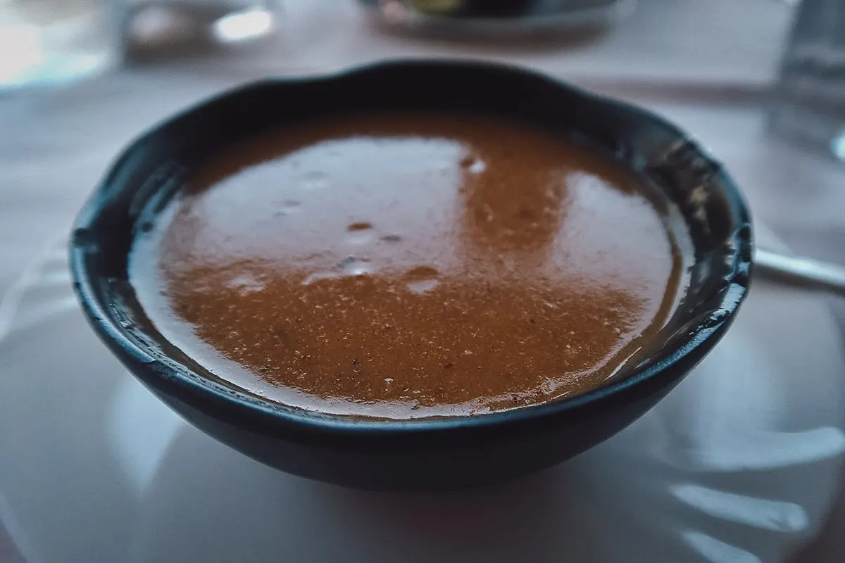 Fish soup at a restaurant in Marrakech