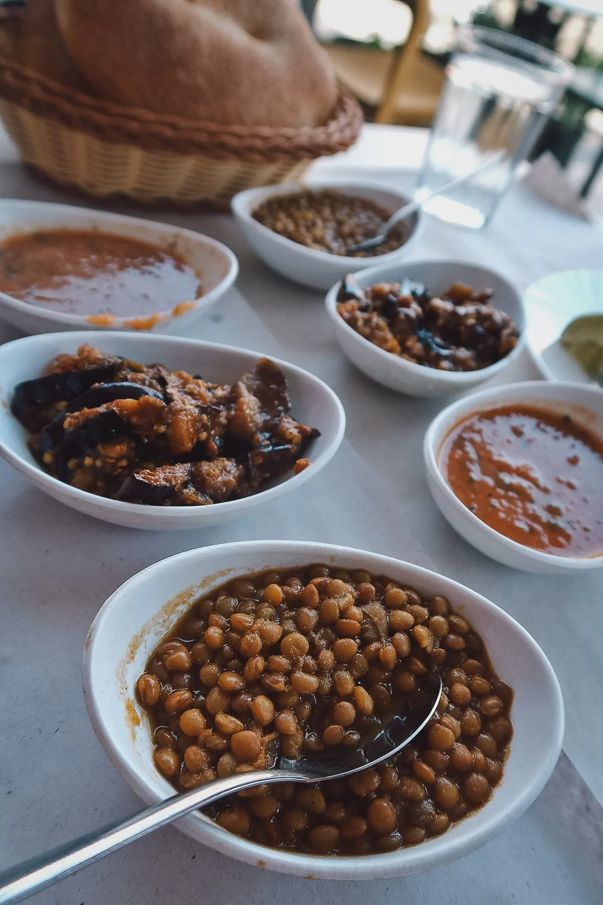 Appetizers at a restaurant in Marrakech