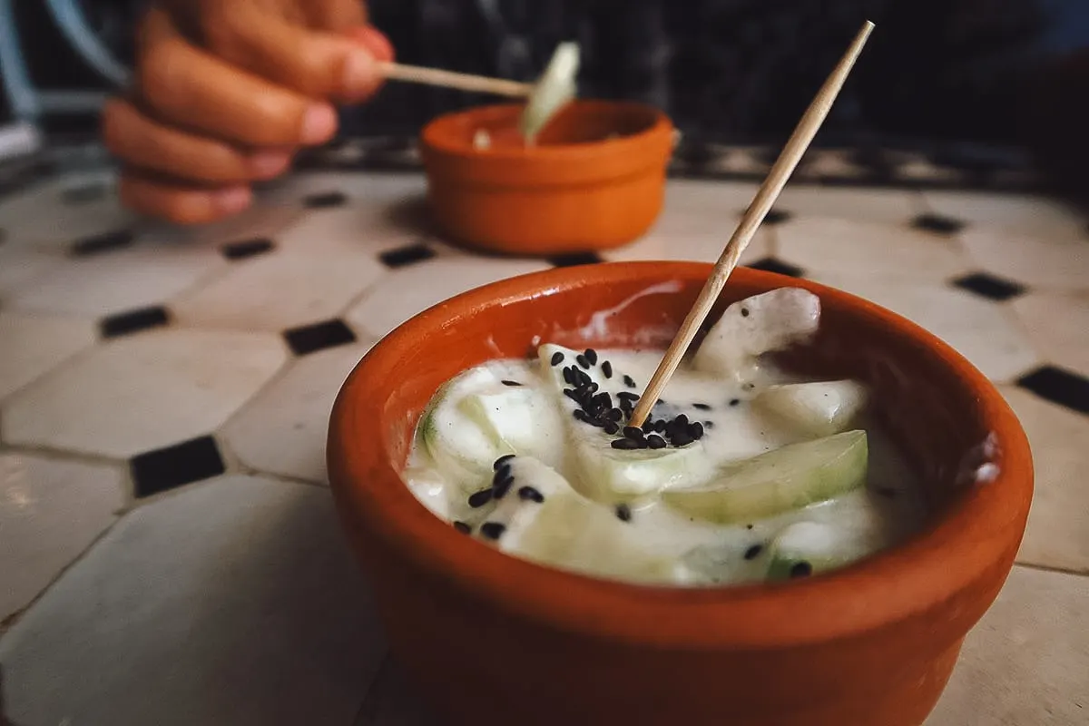 Appetizer at a restaurant in Marrakech