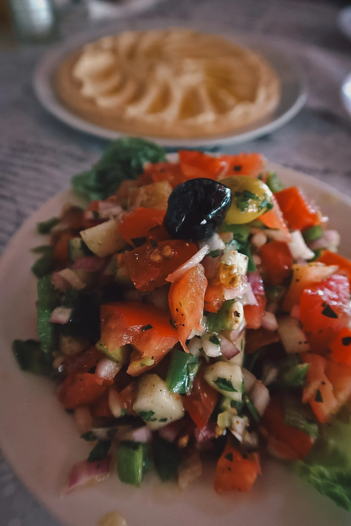 Moroccan salad at a restaurant in Marrakech