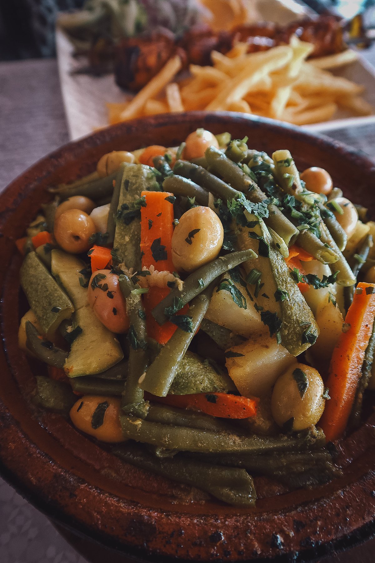 Vegetable tagine at a restaurant in Marrakech