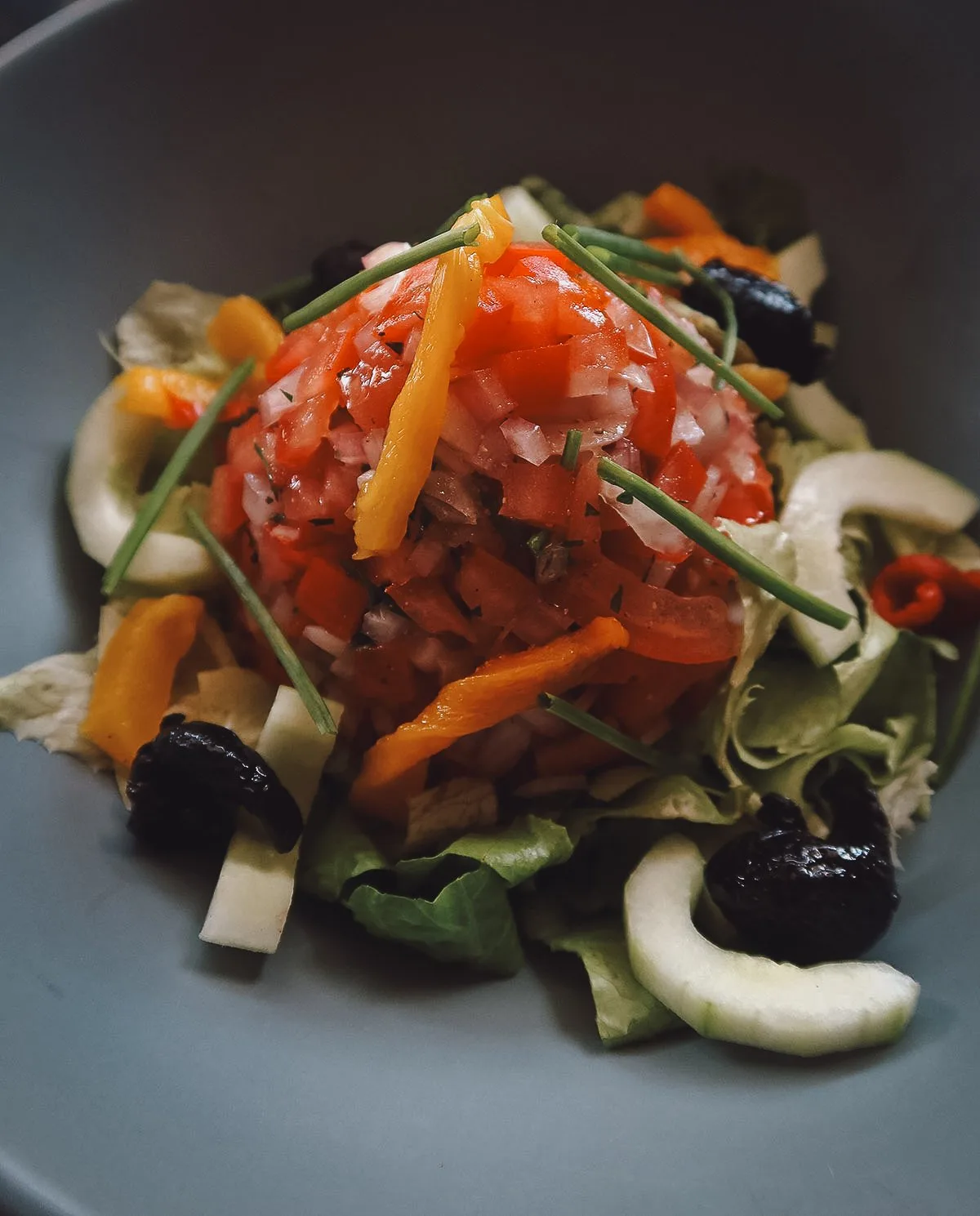 Moroccan salad at a restaurant in Marrakech