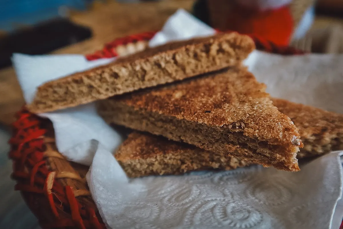 Bread at a restaurant in Marrakech