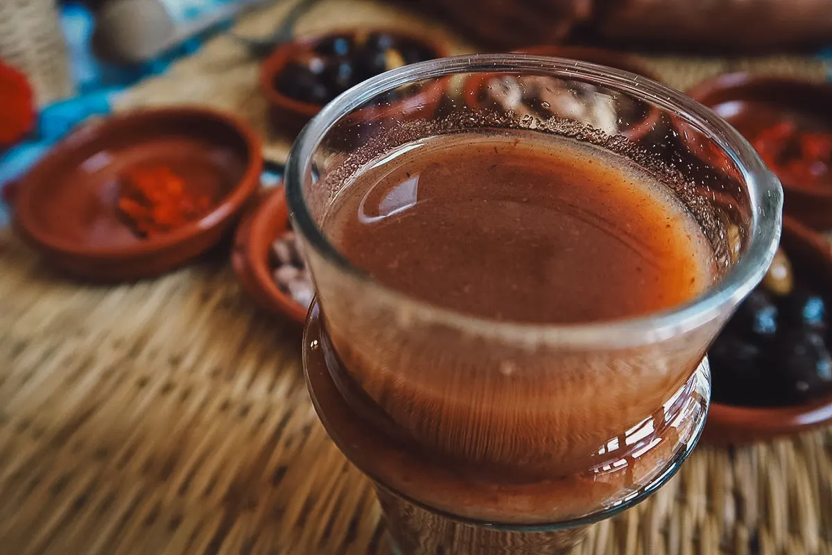 Tamarind juice at a restaurant in Marrakech