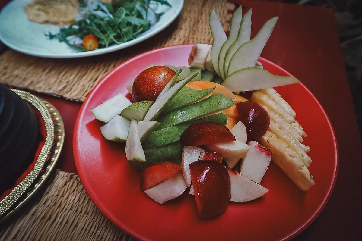 Fruit plate at a restaurant in Marrakech