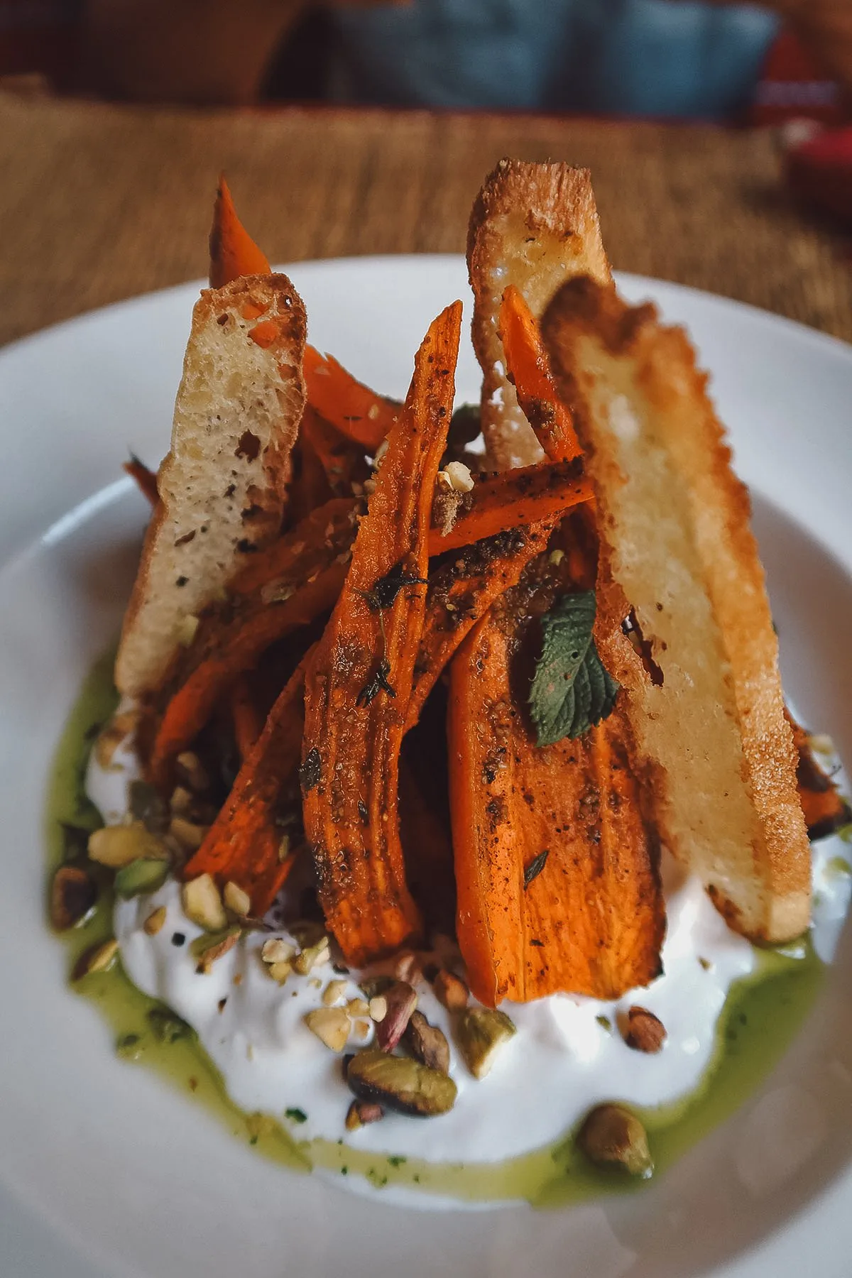 Roasted carrot salad at a restaurant in Marrakech
