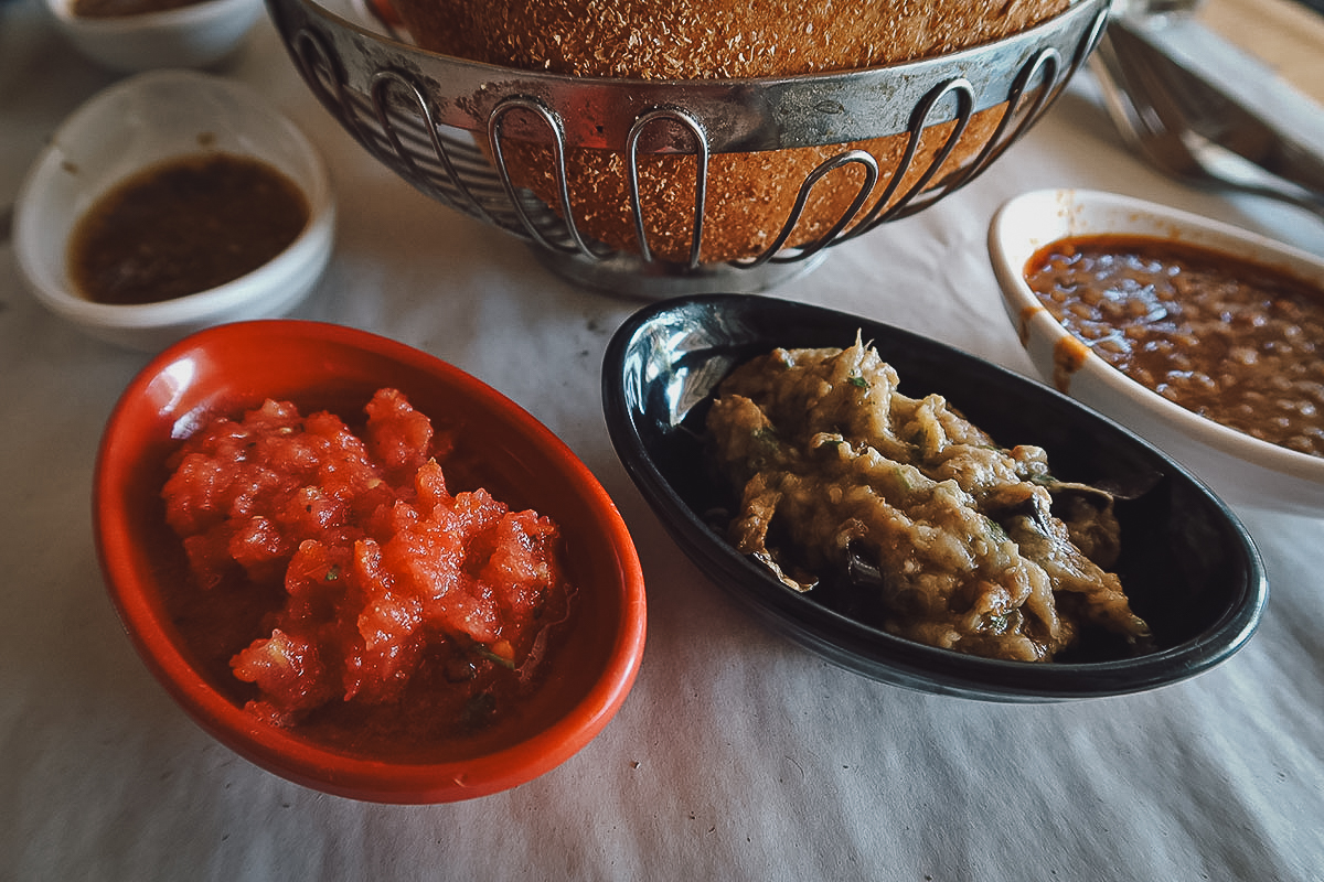 Appetizers at a restaurant in Marrakech