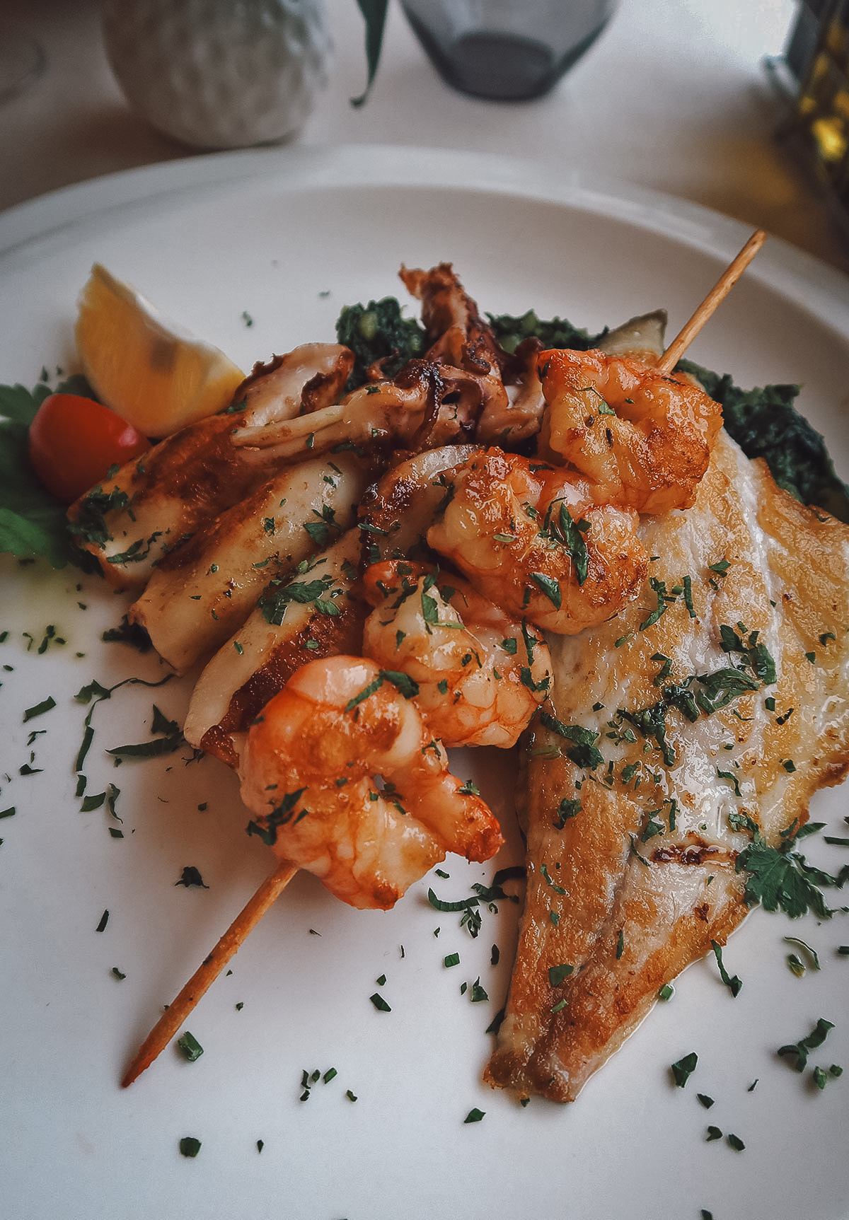 Seafood dish at a restaurant in Pula