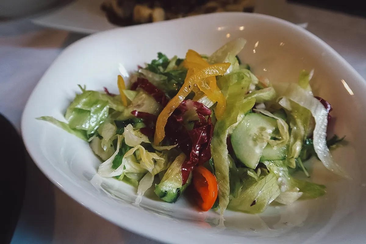Salad at a restaurant in Pula