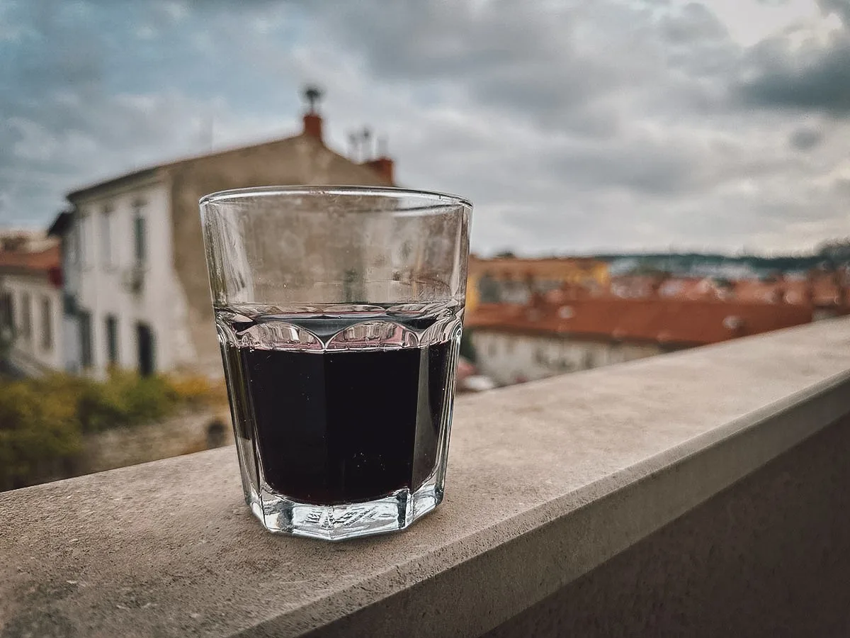 Glass of wine in Pula, Croatia