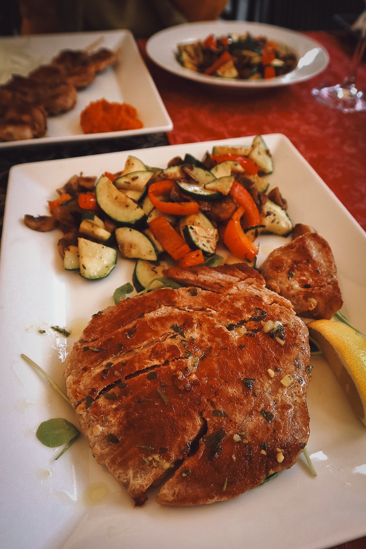 Tuna steak at a restaurant in Pula