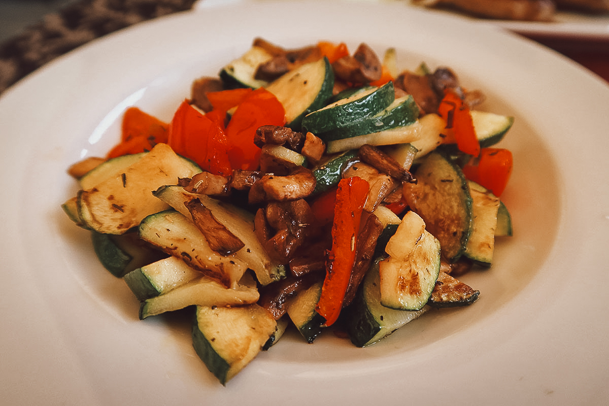 Grilled vegetables at a restaurant in Pula