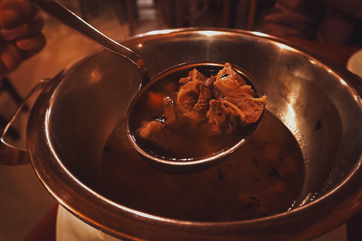 Beef noodle soup at a restaurant in Rovinj