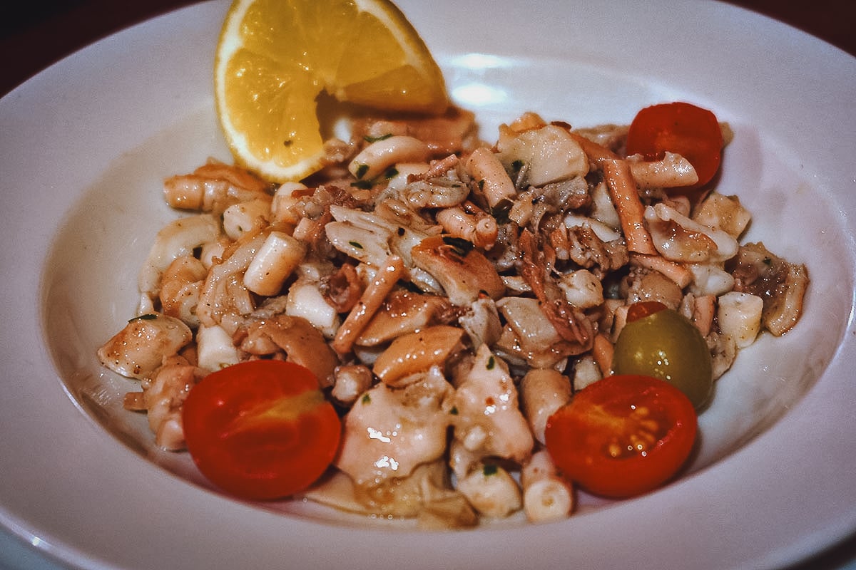 Octopus salad at a restaurant in Rovinj