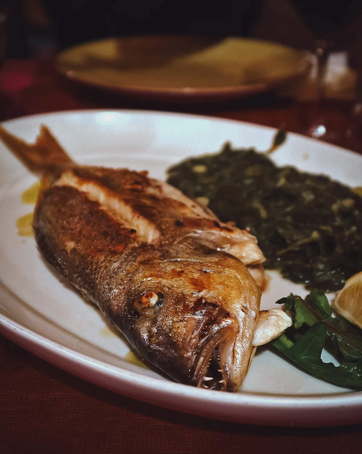 Grilled fish at a restaurant in Rovinj