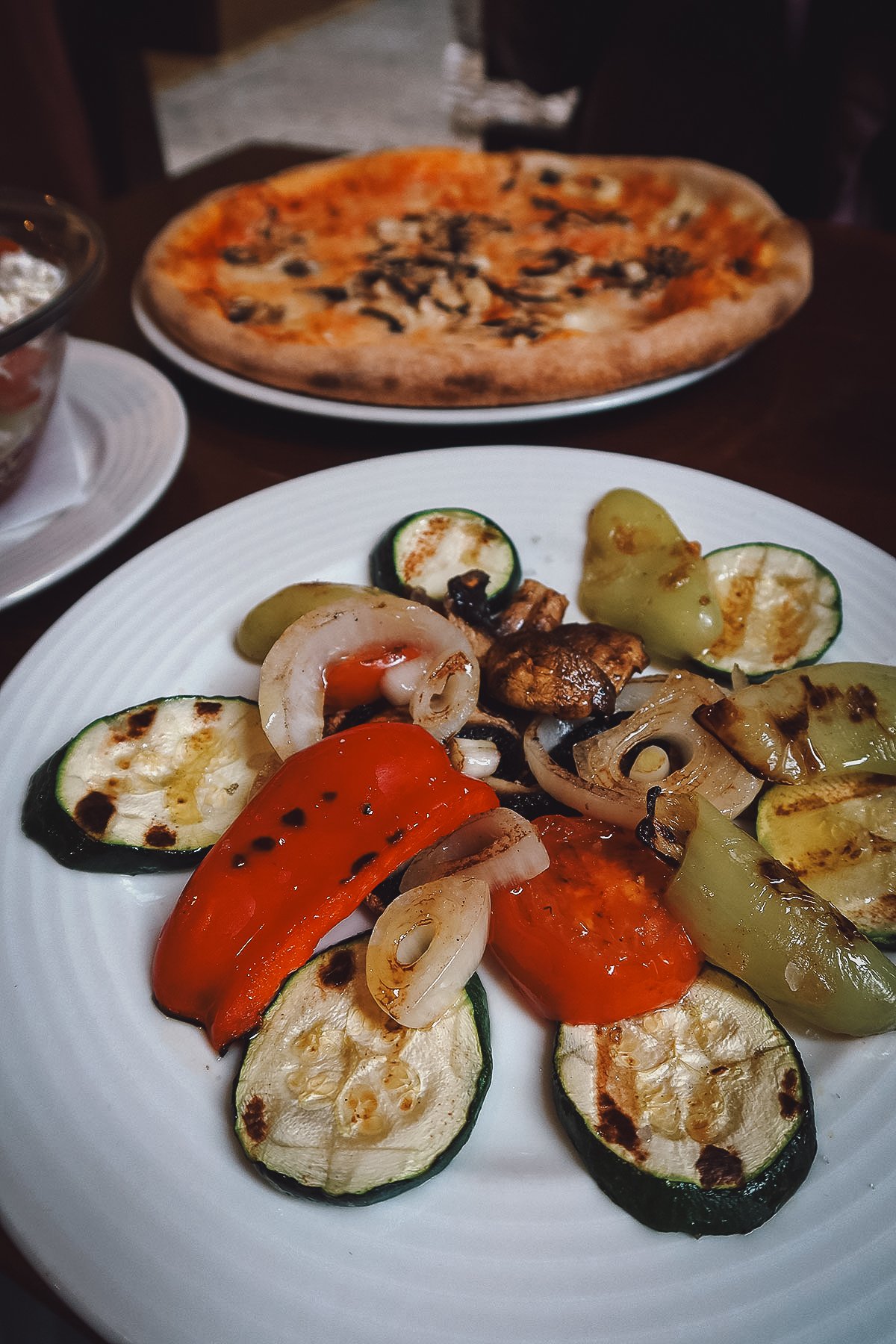Grilled vegetables at a restaurant in Rovinj