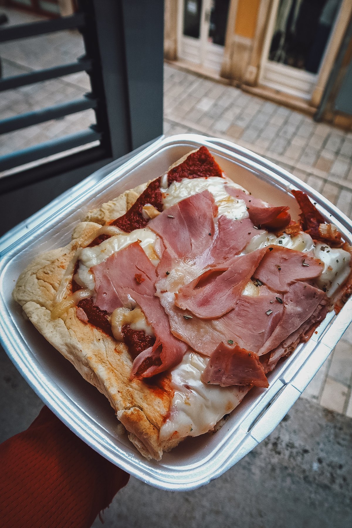 Pizza from a restaurant in Rovinj