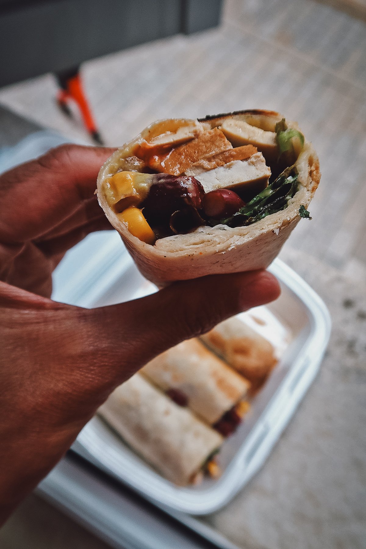 Inside the tofu wrap from a restaurant in Rovinj