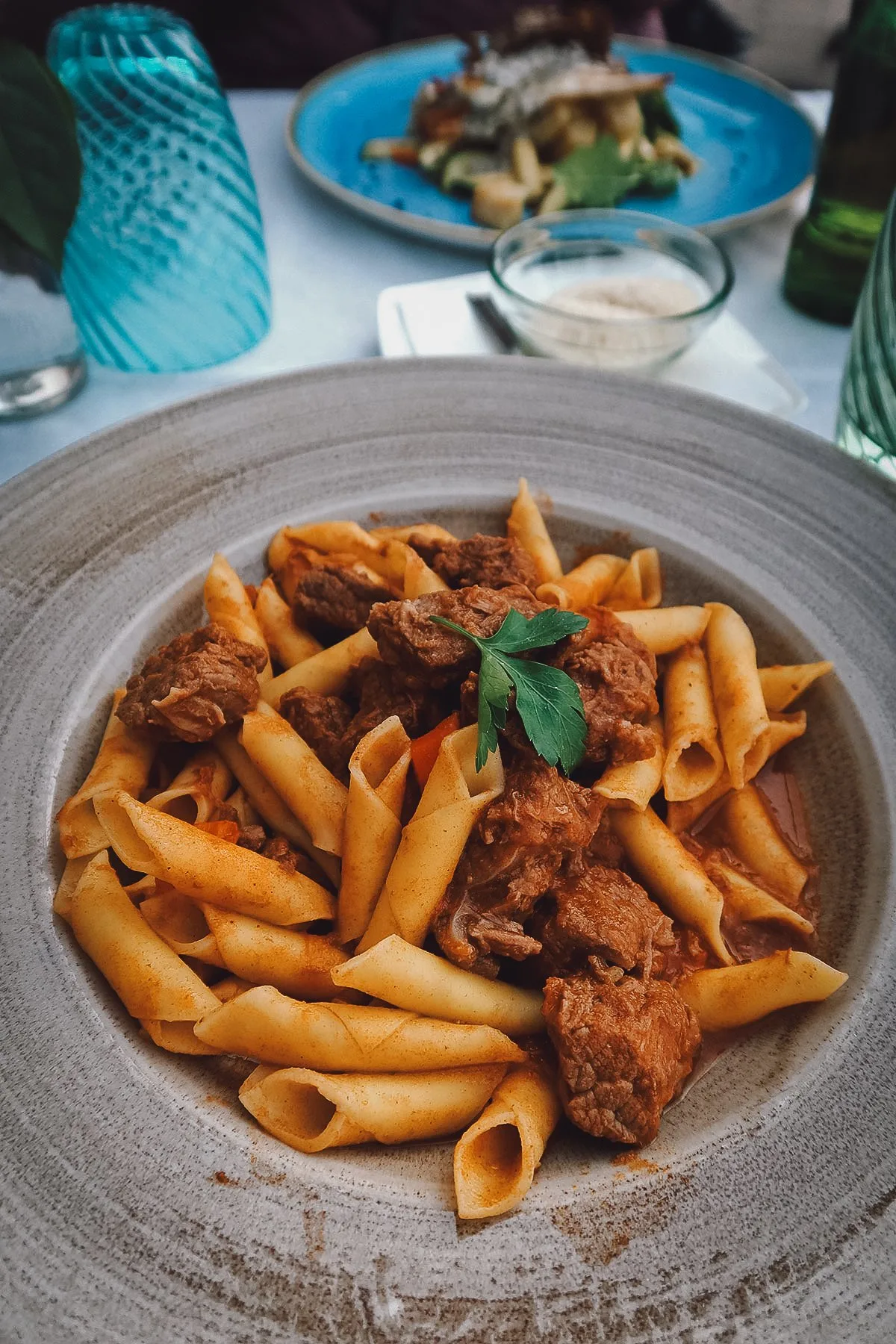 Croatian pasta dish at a restaurant in Rovinj