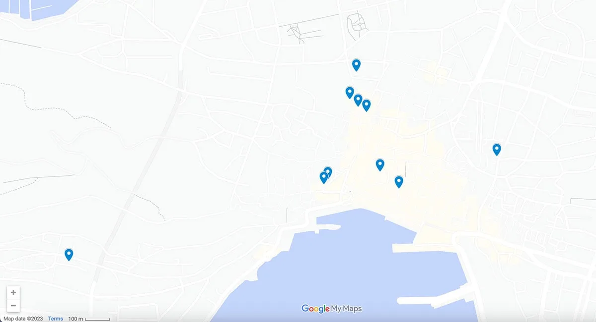 The Best Restaurants in Split Map with pins