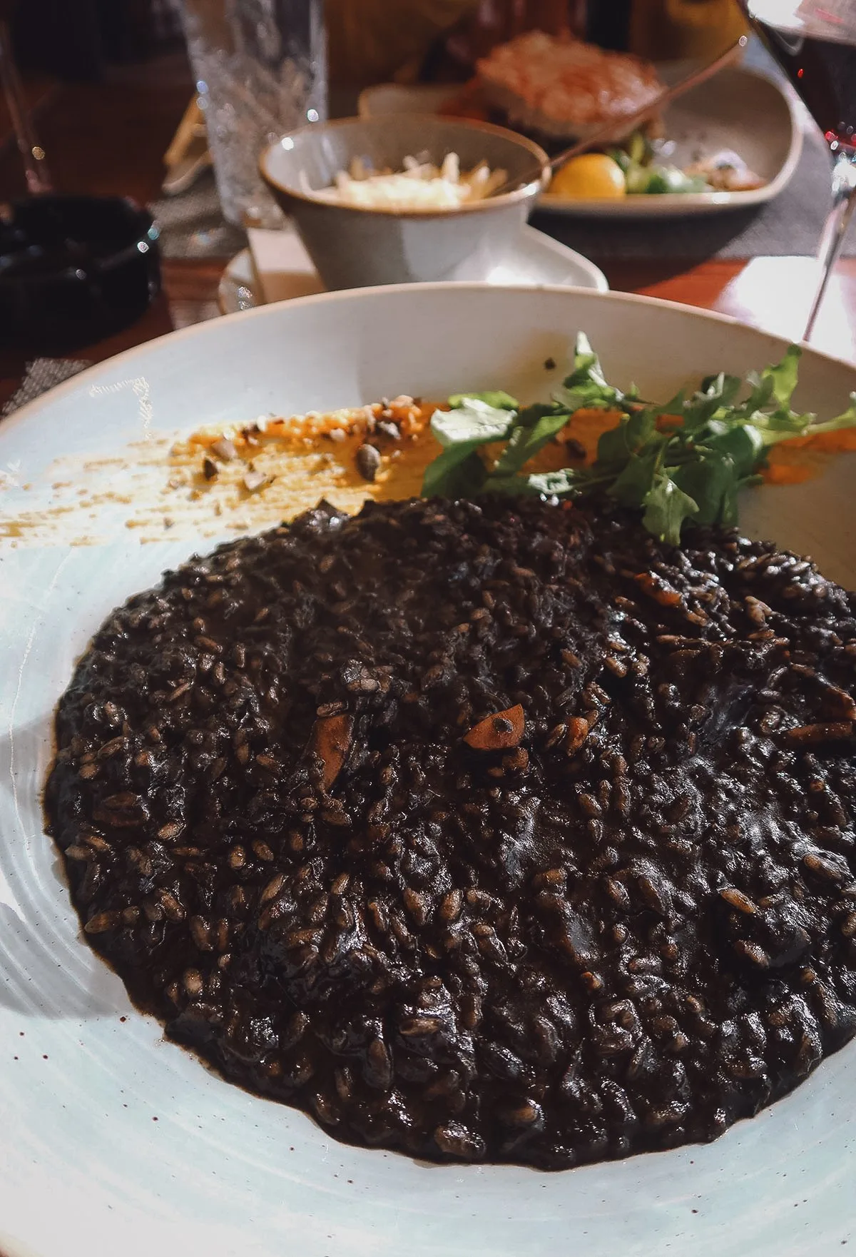 Black risotto at a restaurant in Zadar