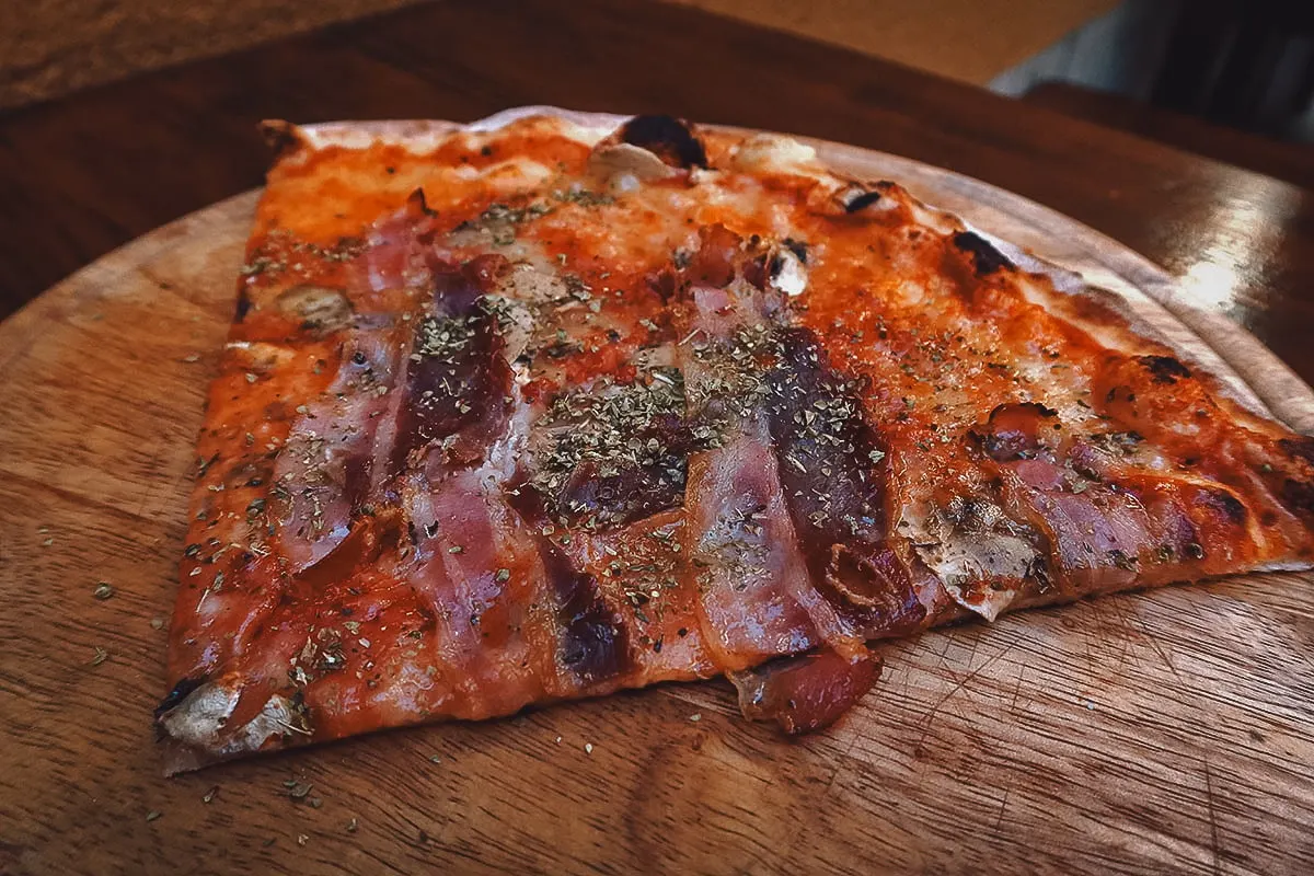 Pizza at a restaurant in Zadar