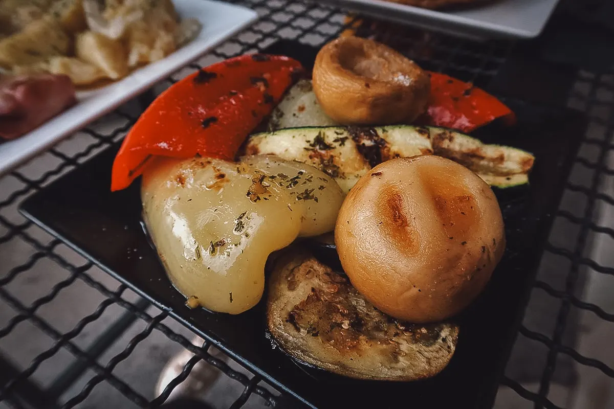 Roasted vegetables at a restaurant in Zadar