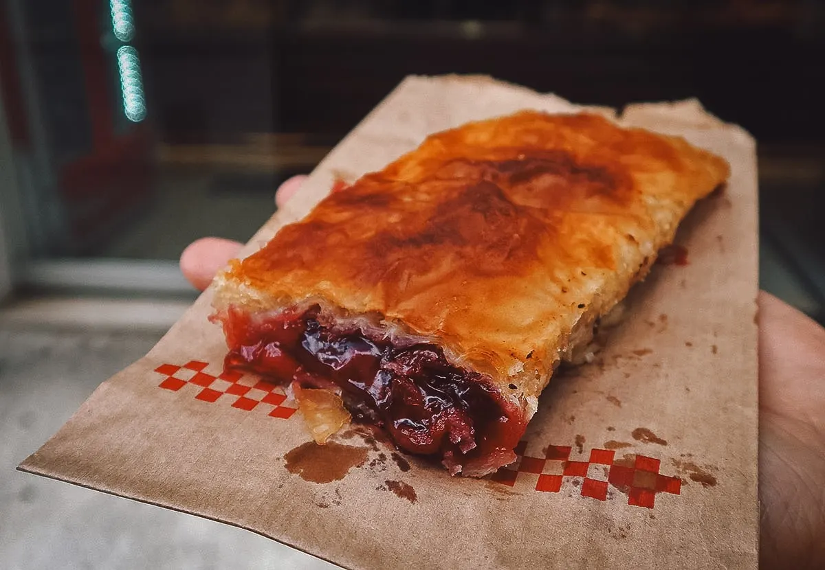 Sour cherry strudel from a bakery in Zadar, Croatia