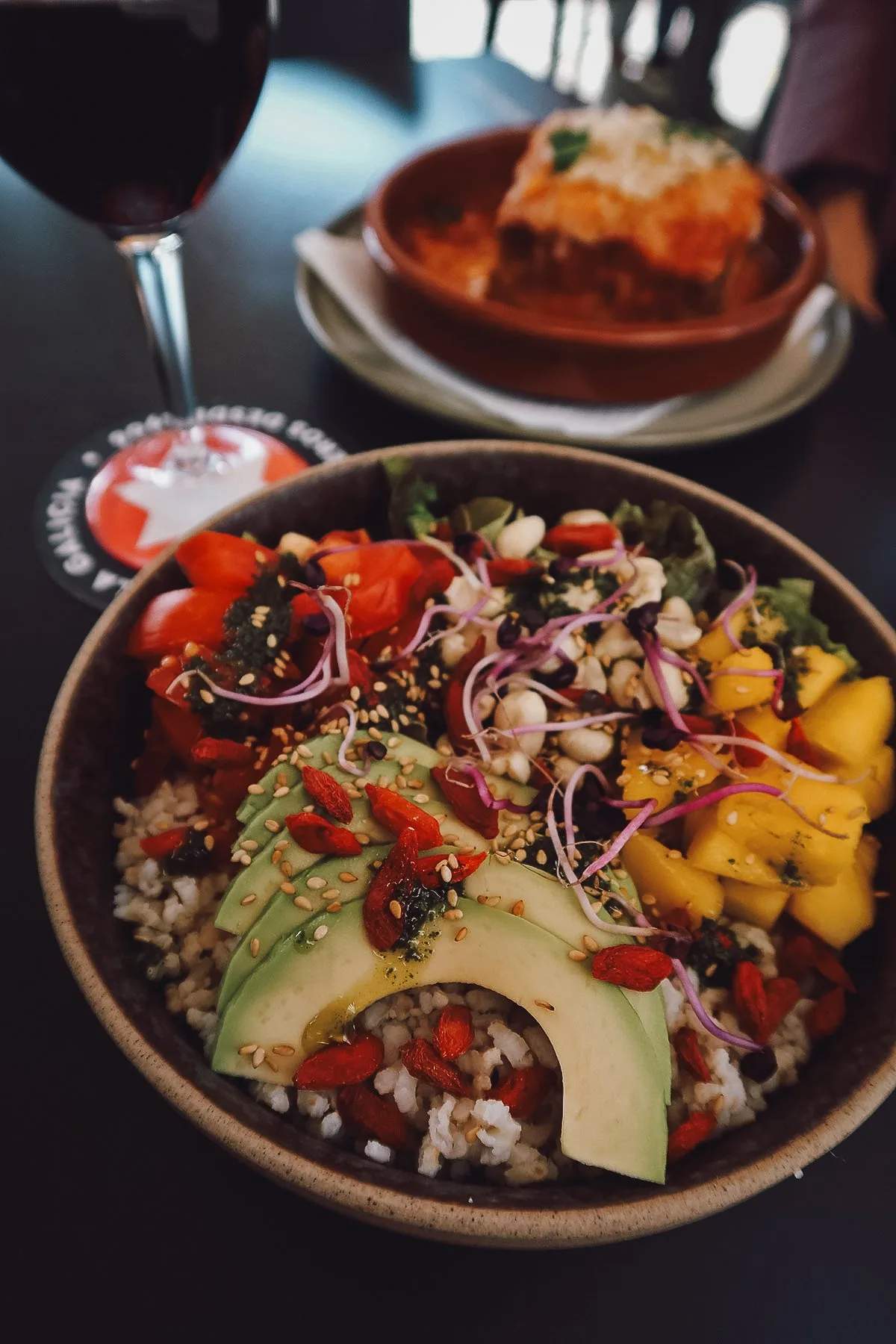 Salad bowl at a restaurant in Barcelona