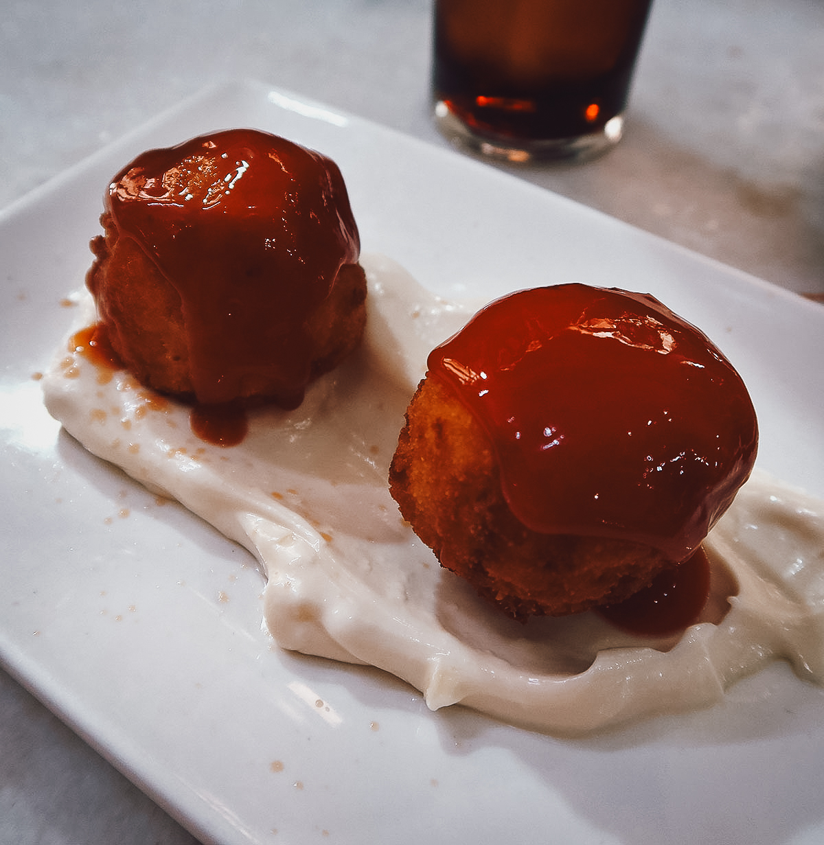 Bombas at a restaurant in Barcelona