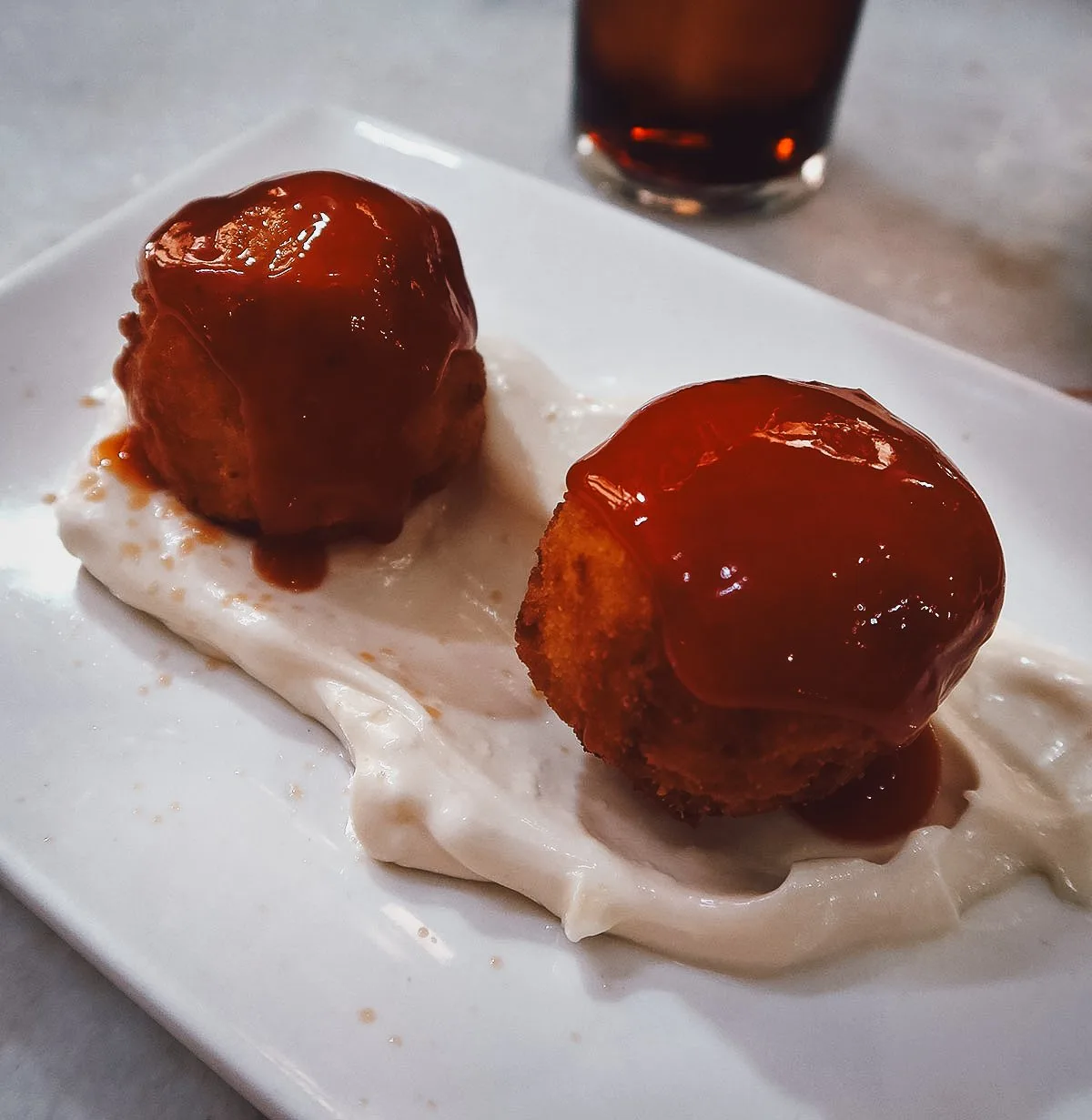 Bombas at a restaurant in Barcelona